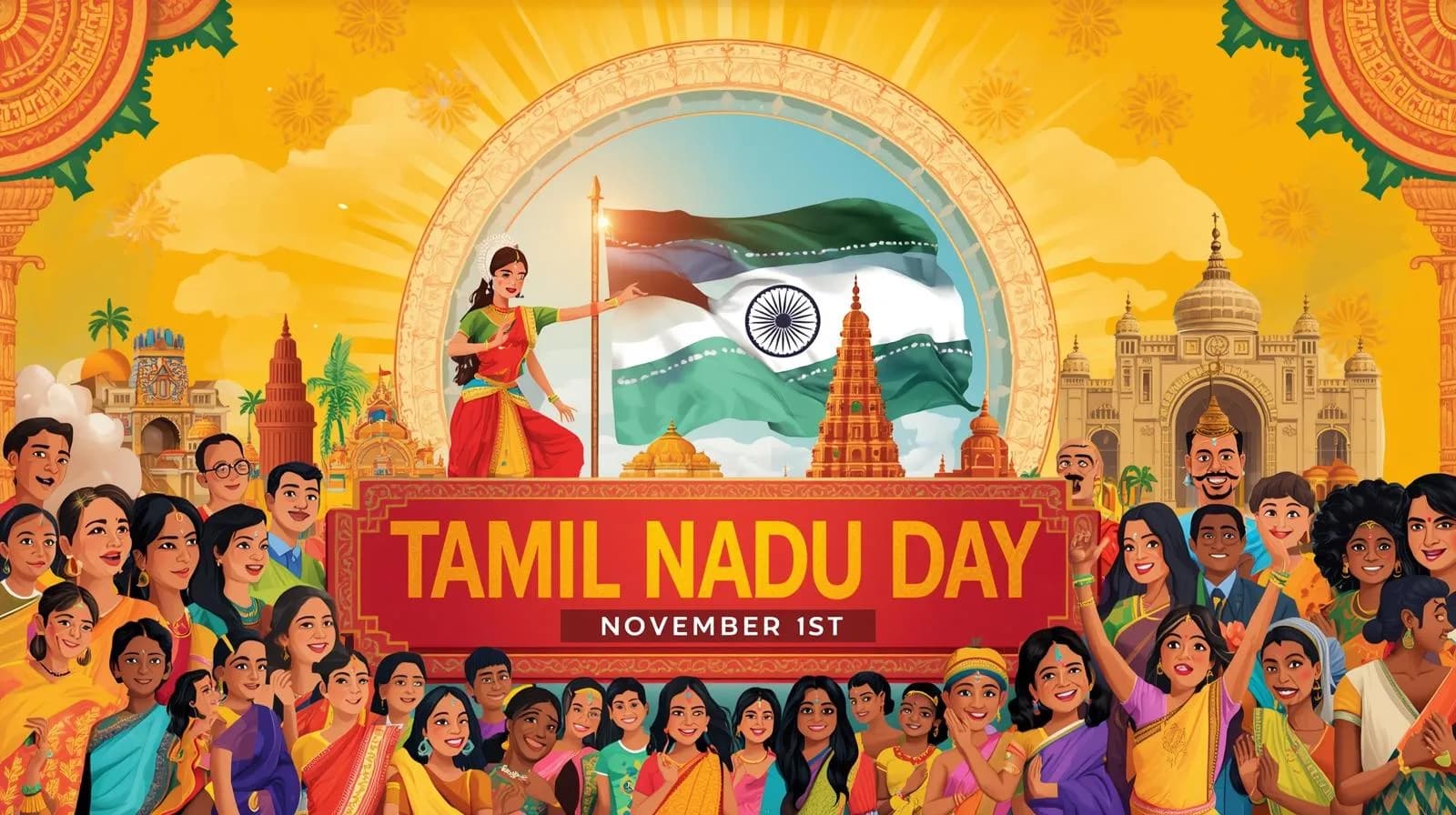 Ancient Tamil inscriptions and map of Tamil Nadu representing historical identity